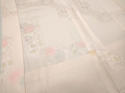 平和屋着物●長襦袢 無双仕立て 枝花地紋 暈し染め 正絹 逸品 CABC2285ut
