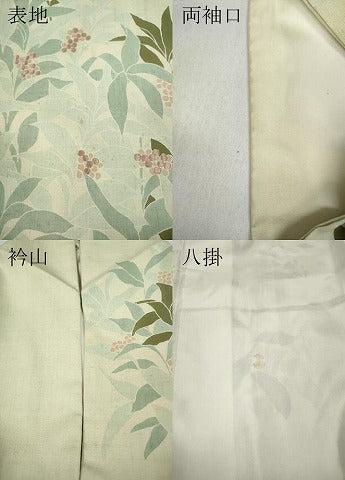 平和屋着物●訪問着 紬地 刺繍 南天文 正絹 逸品 CABC2293ut