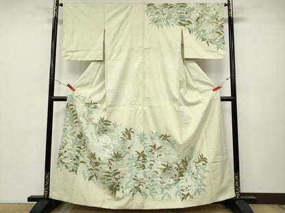 平和屋着物●訪問着 紬地 刺繍 南天文 正絹 逸品 CABC2293ut