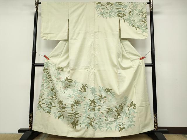 平和屋着物●訪問着 紬地 刺繍 南天文 正絹 逸品 CABC2293ut