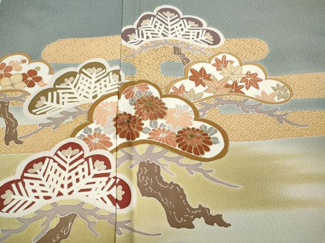 平和屋着物●豪華色留袖 作家物 刺繍 松花文 暈し染め 金彩 正絹 逸品 CABC2295ut