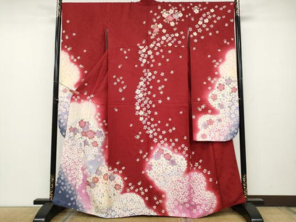 平和屋着物●豪華振袖 舞花尽くし 暈し染め 金彩 正絹 逸品 CABC2297ut