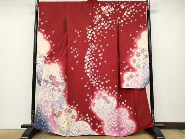 平和屋着物●豪華振袖 舞花尽くし 暈し染め 金彩 正絹 逸品 CABC2297ut