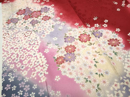 平和屋着物●豪華振袖 舞花尽くし 暈し染め 金彩 正絹 逸品 CABC2297ut