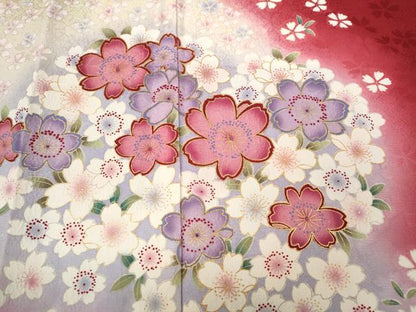 平和屋着物●豪華振袖 舞花尽くし 暈し染め 金彩 正絹 逸品 CABC2297ut