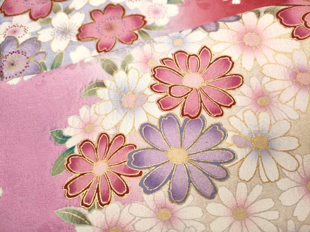 平和屋着物●豪華振袖 舞花尽くし 暈し染め 金彩 正絹 逸品 CABC2297ut