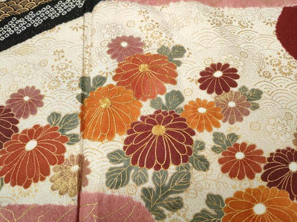 平和屋着物●訪問着 絞り エ霞飛鶴草花文 銀通し地 正絹 逸品 CABC2298ut