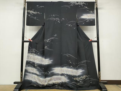 平和屋着物●訪問着 舞桜文 暈し染め 金彩 正絹 逸品 CABC2299ut