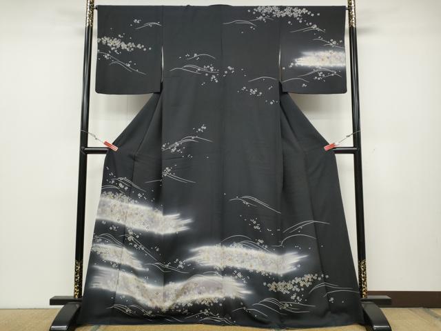 平和屋着物●訪問着 舞桜文 暈し染め 金彩 正絹 逸品 CABC2299ut