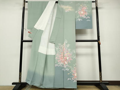 平和屋着物●十日町友禅作家 一梗 訪問着 花籠文 暈し染め 正絹 逸品 CABC2303ut