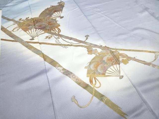 平和屋着物●金彩友禅 卓越技能者・名工・和田光正 訪問着 扇面花文 暈し染め 金銀彩 正絹 逸品 CABC2304ut