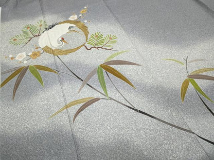 平和屋着物●京友禅の第一人者 松井青々 色留袖 鶴松梅文 暈し染め 金彩 正絹 逸品 CABC2305ut