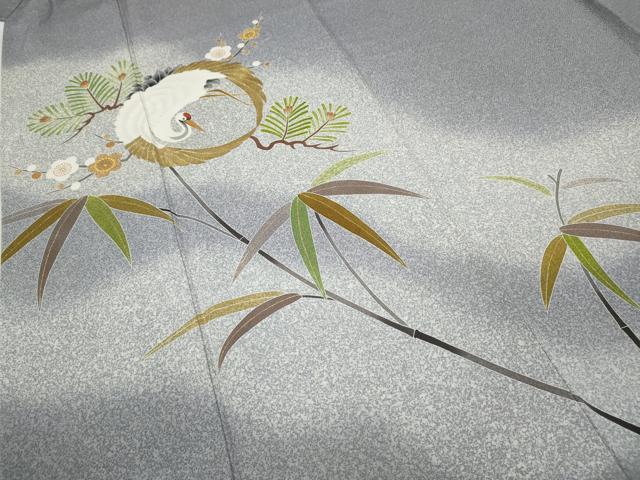 平和屋着物●京友禅の第一人者 松井青々 色留袖 鶴松梅文 暈し染め 金彩 正絹 逸品 CABC2305ut