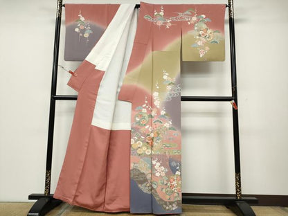 平和屋着物●訪問着 作家物 駒刺繍 道長雪輪草花文 暈し染め 金彩 正絹 逸品 CABC2307ut