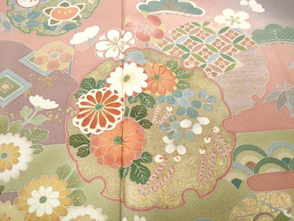 平和屋着物●訪問着 作家物 駒刺繍 道長雪輪草花文 暈し染め 金彩 正絹 逸品 CABC2307ut