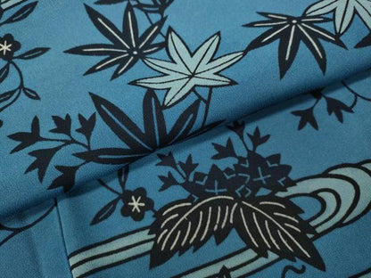 平和屋着物●上質な小紋 紅型 流水草花文 正絹 逸品 CABC2310ut