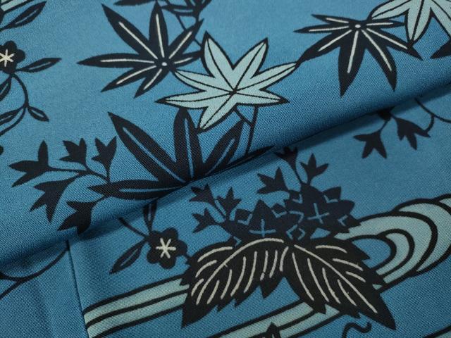 平和屋着物●上質な小紋 紅型 流水草花文 正絹 逸品 CABC2310ut