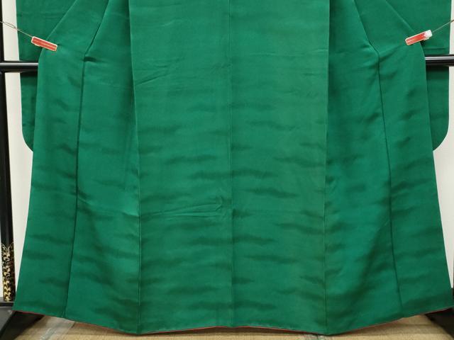 平和屋着物●豪華振袖 霞地紋 深緑色 正絹 逸品 CABC2311ut