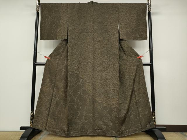 平和屋着物●訪問着 紬地 瓢箪蔦の葉文 正絹 逸品 未使用 CABC2314ut