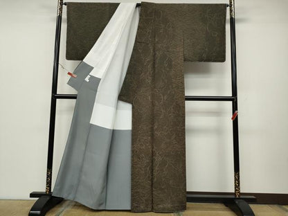 平和屋着物●訪問着 紬地 瓢箪蔦の葉文 正絹 逸品 未使用 CABC2314ut