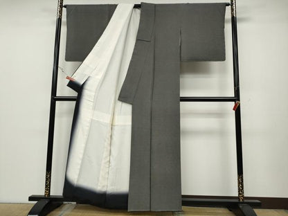 平和屋着物●伝統工芸士 砂川健一 江戸小紋 角通し 黒地 正絹 逸品 CABC2315ut