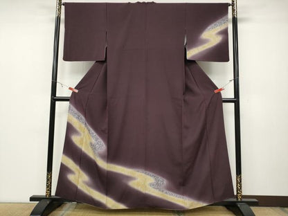 平和屋着物●訪問着 紬地 霞花文 正絹 逸品 CABC2316ut