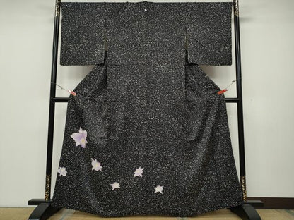 平和屋着物●訪問着 舞花文 黒地 銀座せきね 正絹 逸品 CABC2317ut