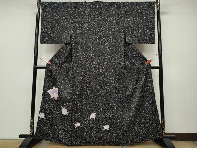 平和屋着物●訪問着 舞花文 黒地 銀座せきね 正絹 逸品 CABC2317ut