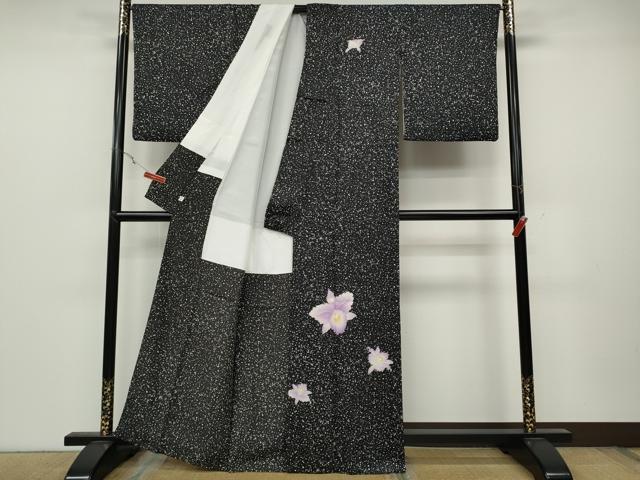 平和屋着物●訪問着 舞花文 黒地 銀座せきね 正絹 逸品 CABC2317ut