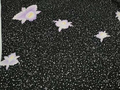 平和屋着物●訪問着 舞花文 黒地 銀座せきね 正絹 逸品 CABC2317ut