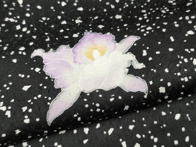 平和屋着物●訪問着 舞花文 黒地 銀座せきね 正絹 逸品 CABC2317ut