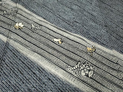 平和屋着物●訪問着 総絞り 刺繍 舞花文 金糸 正絹 逸品 CABC2318ut