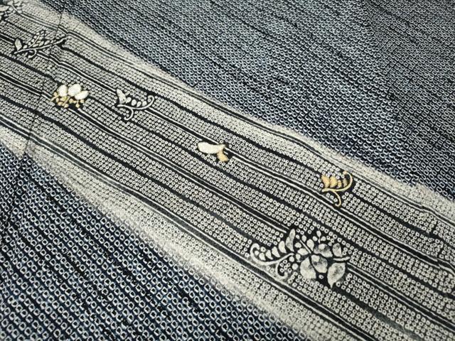 平和屋着物●訪問着 総絞り 刺繍 舞花文 金糸 正絹 逸品 CABC2318ut
