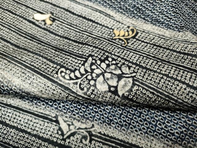 平和屋着物●訪問着 総絞り 刺繍 舞花文 金糸 正絹 逸品 CABC2318ut