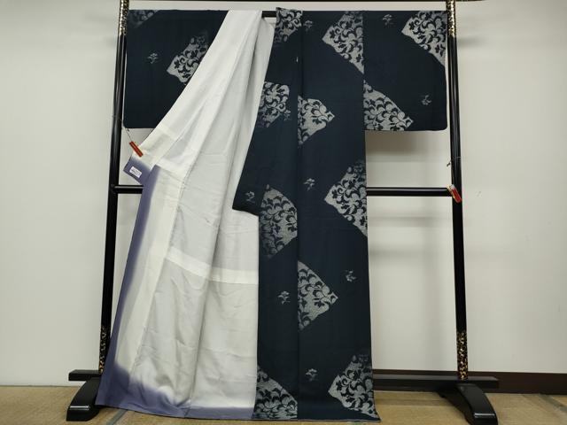 平和屋着物●上質な小紋 花唐草文 金彩 やまと誂製 ロング丈 正絹 逸品 CABC2322ut