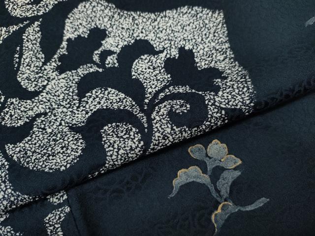 平和屋着物●上質な小紋 花唐草文 金彩 やまと誂製 ロング丈 正絹 逸品 CABC2322ut