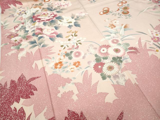 平和屋着物●訪問着 刺繍 草花文 シルエット 金彩 正絹 逸品 未使用 CABC2324ut