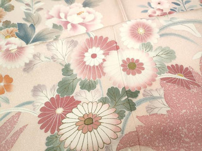 平和屋着物●訪問着 刺繍 草花文 シルエット 金彩 正絹 逸品 未使用 CABC2324ut