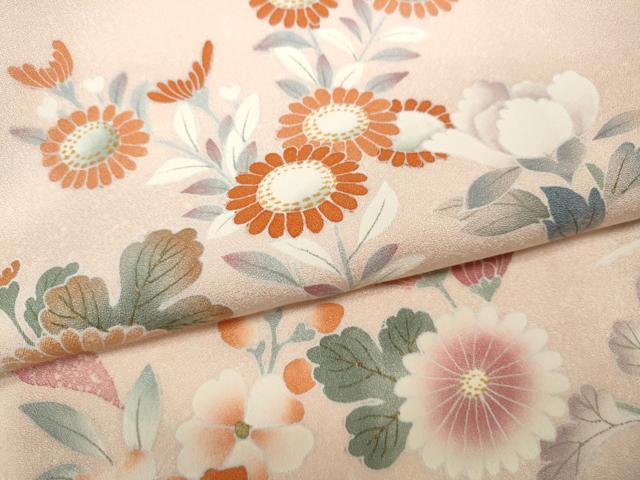 平和屋着物●訪問着 刺繍 草花文 シルエット 金彩 正絹 逸品 未使用 CABC2324ut