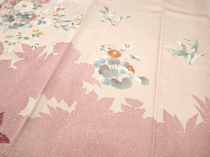 平和屋着物●訪問着 刺繍 草花文 シルエット 金彩 正絹 逸品 未使用 CABC2324ut