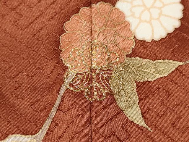 平和屋着物●十日町老舗ブランド 吉澤友禅 吾妻徳穂 訪問着 駒刺繍 地紙枝花文 暈し染め 金彩 正絹 逸品 CABC2326ut