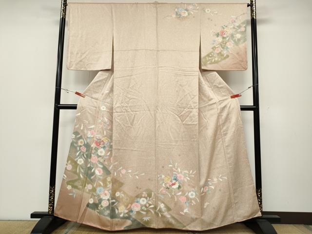 平和屋着物●訪問着 松皮菱枝花文 金彩 正絹 逸品 CABC2328ut