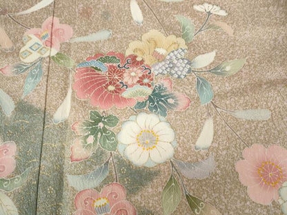 平和屋着物●訪問着 松皮菱枝花文 金彩 正絹 逸品 CABC2328ut