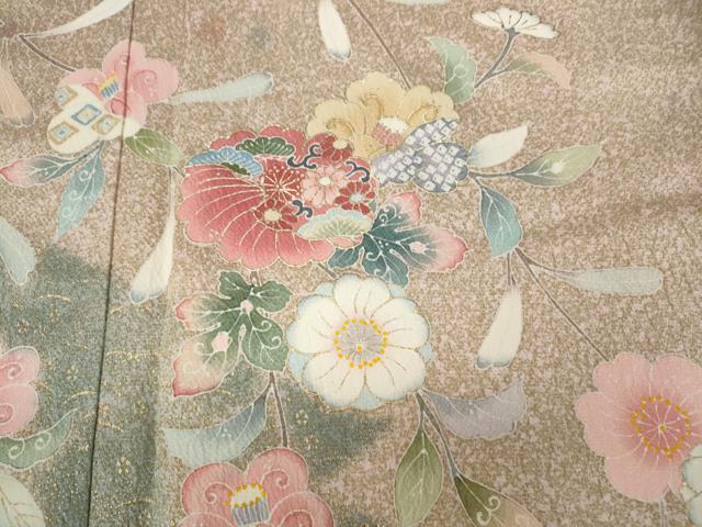 平和屋着物●訪問着 松皮菱枝花文 金彩 正絹 逸品 CABC2328ut
