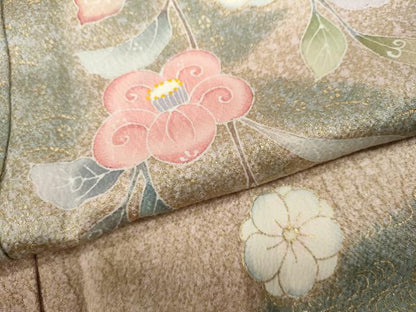 平和屋着物●訪問着 松皮菱枝花文 金彩 正絹 逸品 CABC2328ut