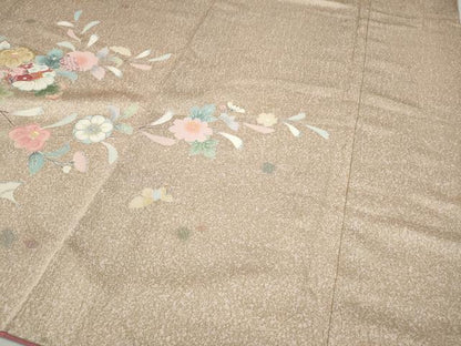 平和屋着物●訪問着 松皮菱枝花文 金彩 正絹 逸品 CABC2328ut