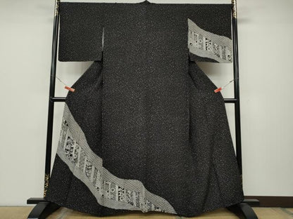 平和屋着物●訪問着 道長花文 黒地 正絹 逸品 CABC2332ut