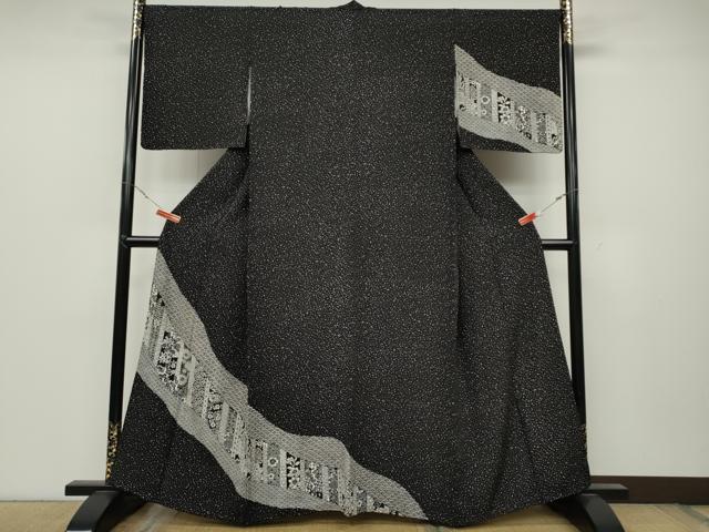 平和屋着物●訪問着 道長花文 黒地 正絹 逸品 CABC2332ut