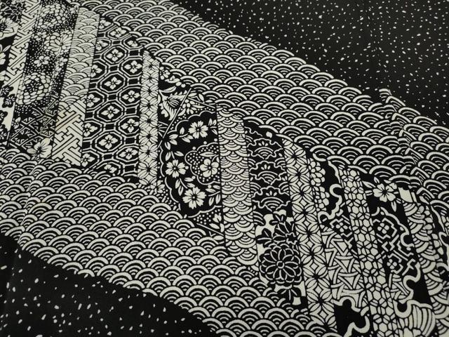 平和屋着物●訪問着 道長花文 黒地 正絹 逸品 CABC2332ut