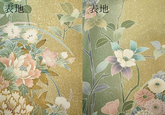 平和屋着物●訪問着 駒刺繍 草花文 たたき染め 金彩 正絹 逸品 CABC2333ut